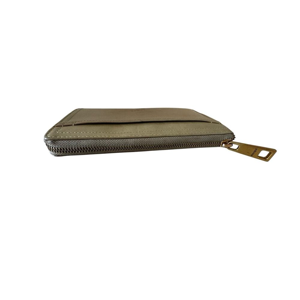 Margot New York Gabby Single Zip Around Leather Wallet Wristlet Olive Green - Picture 4 of 9